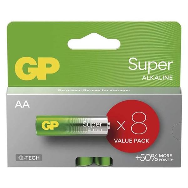 Alkalická batéria GP Super LR6 (AA), 8ks