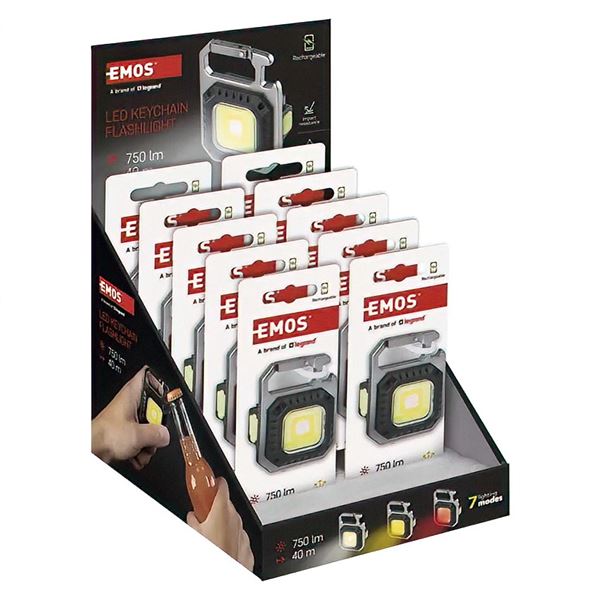 Nabíjacie mini LED svietidlo, prívesok na kľúče, 750 lm, 40 m