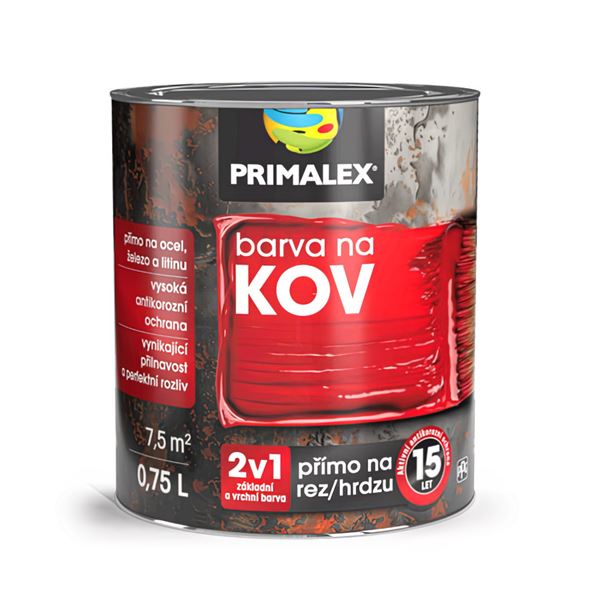 Farba na kov Primalex 2v1, RAL 9005 čierna 0,75l