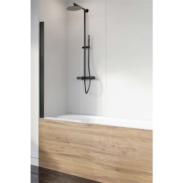 Zástena vaňová Radaway ES 8 Black PNJ I 80 × 150 cm, ľavá, sklo satinato