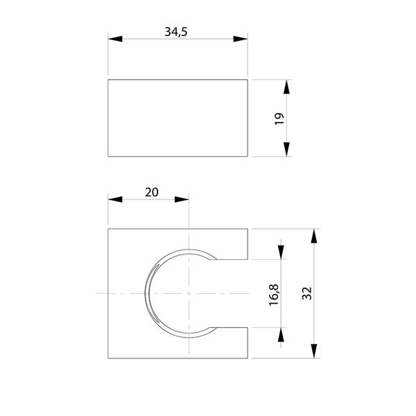 Pevný držiak sprchy Sapho hranatý, chróm