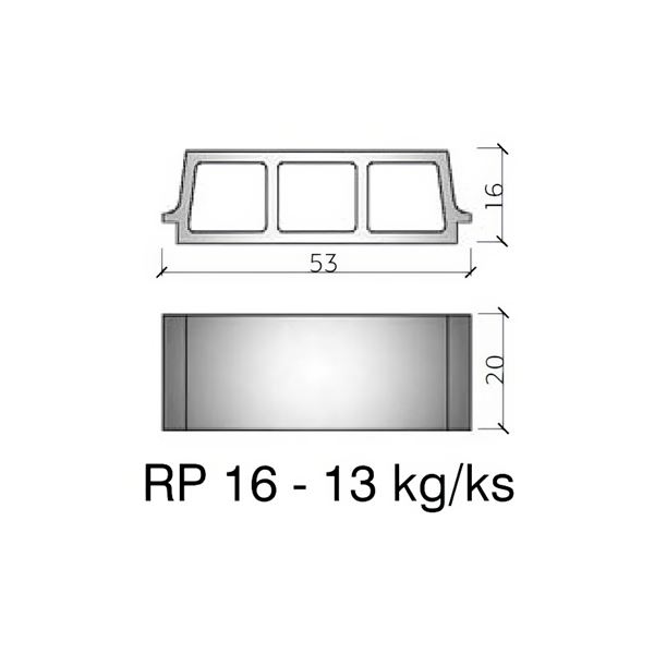 Stropná vložka Rector RP 16, rozmer 160 x 530 x 200 mm