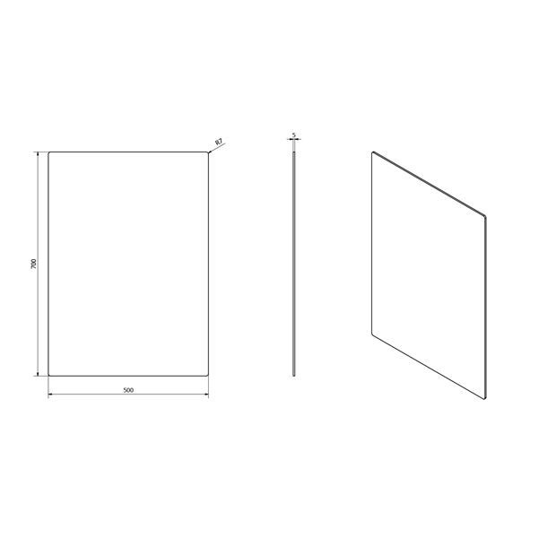 Zrkadlo SAPHO PLAIN 50 × 70 cm, zaoblené rohy