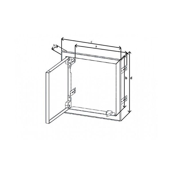 Revízne dvierka Haco s tlačným zámkom 150x150, kovové