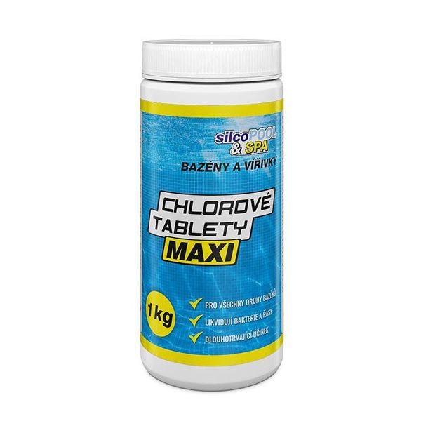 Bazénová chémia, chlórové tablety MAXI SILCO,1 kg