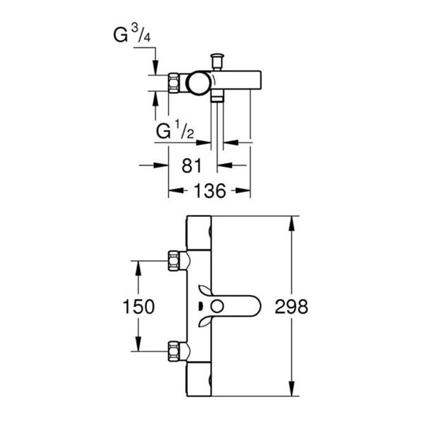 Batéria Grohe Grohterm 3000 Cosmopolitan vaňová podomietková