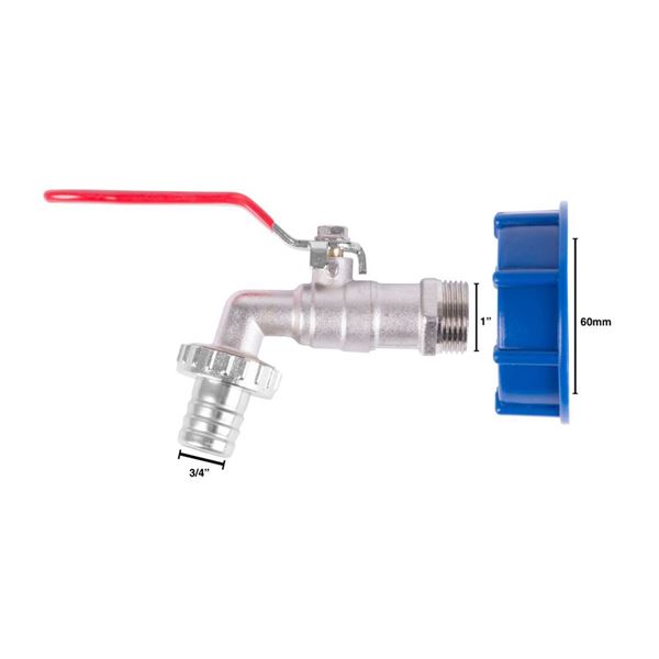 Sada Strend Pro, ventil 3/4" + plastová redukcia 60 mm + výpust 1", na IBC nádrž, MOSADZ
