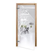 Otočné sklenené jednokrídlové dvere, vzor Albero