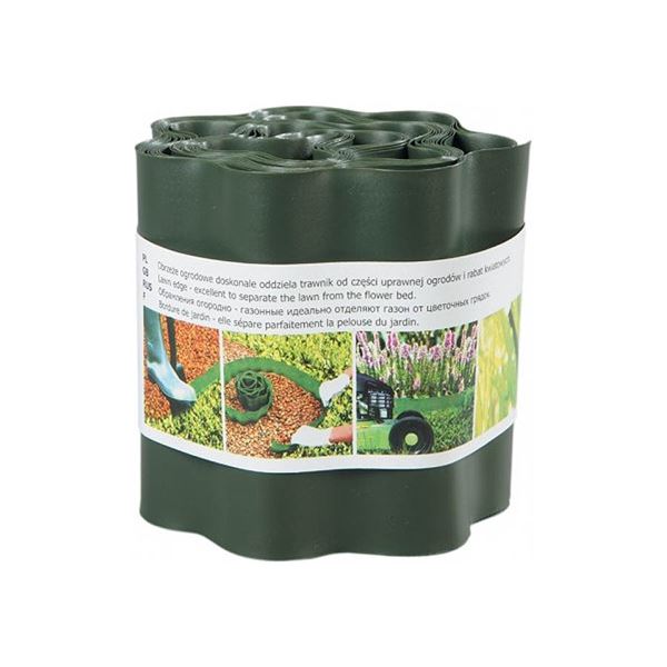 Obruba plastová 9 mx15 cm, zvlnená, CL, tmavozelená