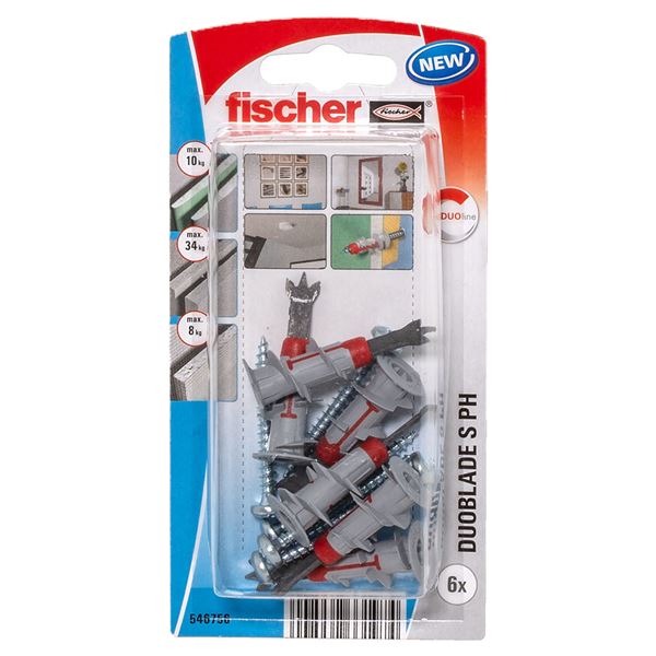 Hmoždinka do sadrokartónu Fischer DuoBlade so skrutkou s polguľatou hlavou S PH K NV