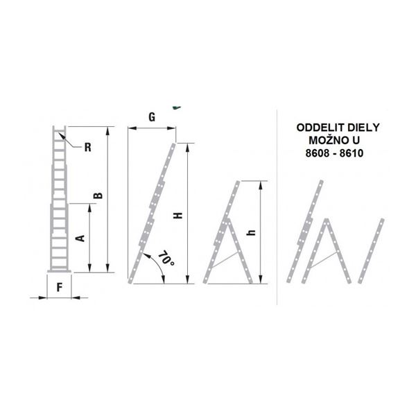 Rebrík trojdielny hliníkový ALVE Forte PROFI PLUS 3x10 2,98 m/6,57 m