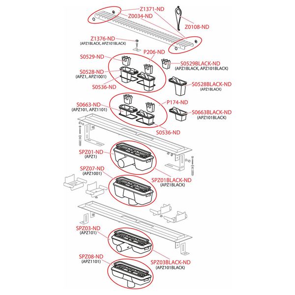 Žľab sprchový Alcaplast APZ 1, 1150 mm, čierny, matný