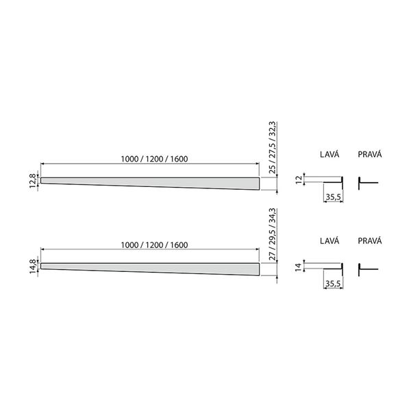 Alcaplast - lišta spádová 1000 mm/10mm, ľavá