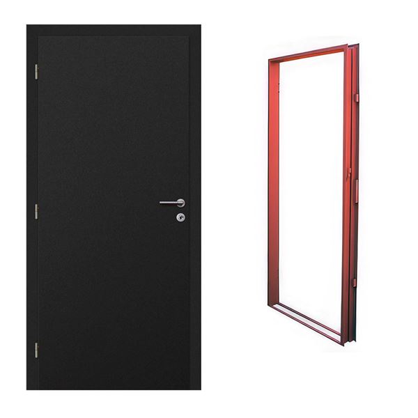 SET Požiarno bezpečnostné dvere Solodoor DPB2 90 L + bezpečnostná oceľová zárubňa 150 mm, antracit