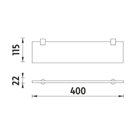 Polička sklenená matná Nimco Bormo, 40 cm