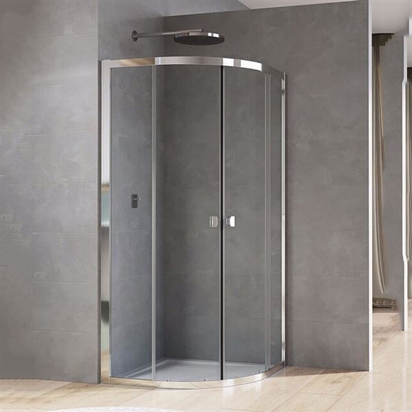 Kút sprchový SanSwiss ARELIA štvrťkruh 800 × 1900 mm, aluchróm, číre sklo