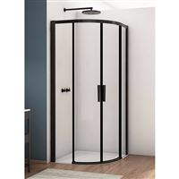 Kút sprchový SanSwiss DIVERA 800 × 2000 štvrťkruh, čierny rám, číre sklo