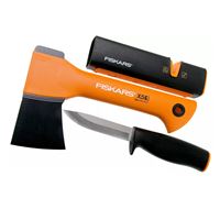 Set na oheň sekera Fiskars X5 + nôž + ostrič