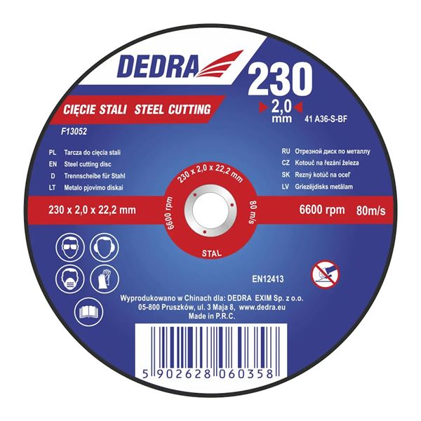 Kotúč rezný Dedra na oceľ 230 × 2,0 × 22,2 mm