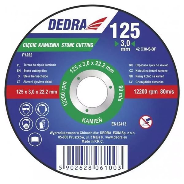 Kotúč rezný na kameň Dedra 125 × 3,2 × 22,2 mm