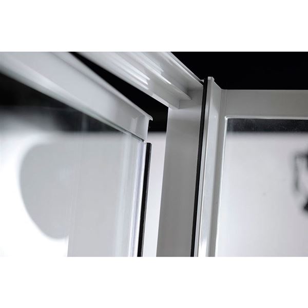 Dvere sprchové AQUALINE AMICO 104-122 × 185 cm, biely rám, číre