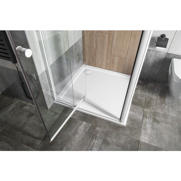 Dvere sprchové AQUALINE AMICO 70-82 cm, biely profil, číre sklo 5 mm