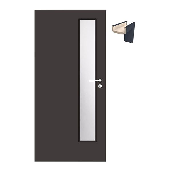 SET Dvere Solodoor KLASIK 5 so sklom 80 pravé + obložková zárubňa 175-260 mm, antracit