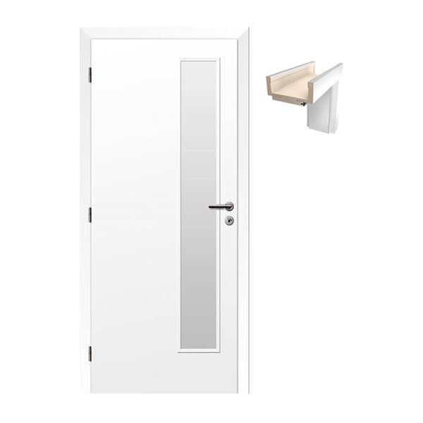 SET Dvere Solodoor KLASIK 5 so sklom 80 ľavé + obložková zárubňa 95-175 mm, biela