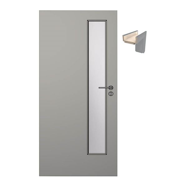 SET Dvere Solodoor KLASIK 5 so sklom 80 pravé + obložková zárubňa 60-90 mm, sivá