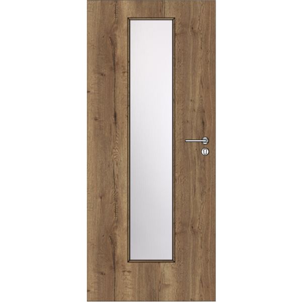 Interiérové dvere Solodoor KLASIK 7 so sklom, 60 pravé, dub halifax