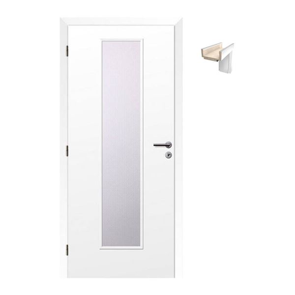 SET Dvere Solodoor KLASIK 7 so sklom 60 pravé + obložková zárubňa 95-175 mm, biela