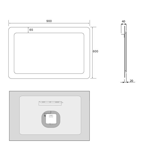 Zrkadlo SAPHO LORDE 90 × 60 cm s LED osvetlením, biele
