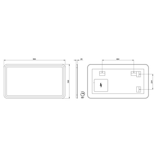 Zrkadlo SAPHO NYX 50 × 90 cm s LED osvetlením, bez vypínača