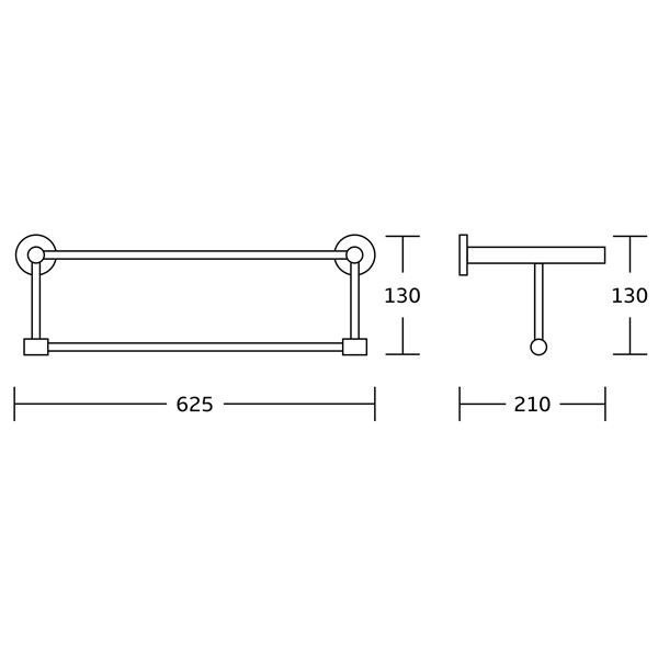 Polička na uteráky s hrádzou SAMBA, 52 × 24,5 cm