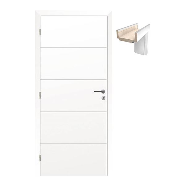 SET Dvere Solodoor SNOW 4 70 pravé + obložková zárubňa 60-90 mm, biela