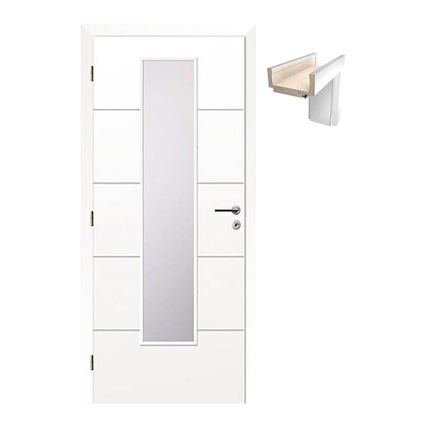 SET Dvere Solodoor SNOW 8 80 pravé + obložková zárubňa 60-90 mm, biela