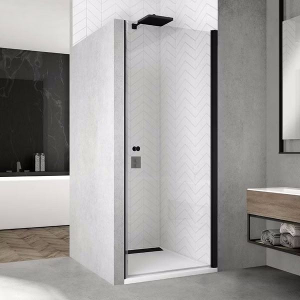 Dvere sprchové SanSwiss SOLINO SOL1 700 × 2000 mm, čierne, číre sklo