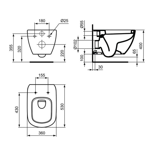 Ideal Standard Tesi - Závesné WC, biela