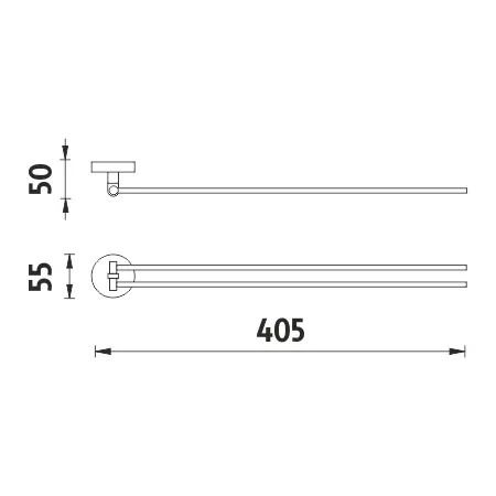 Držiak uterákov NIMCO UNIX dvojitý otočný, chróm