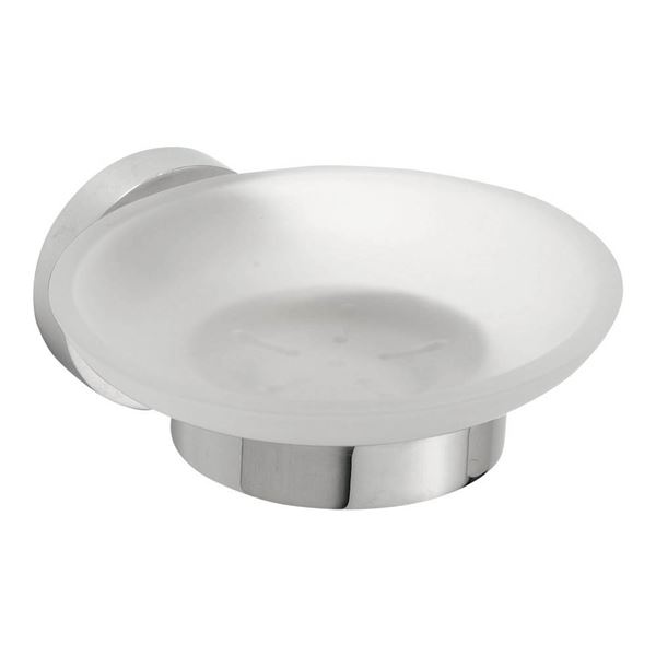 Mydlenička SAPHO X-ROUND mliečne sklo, chróm