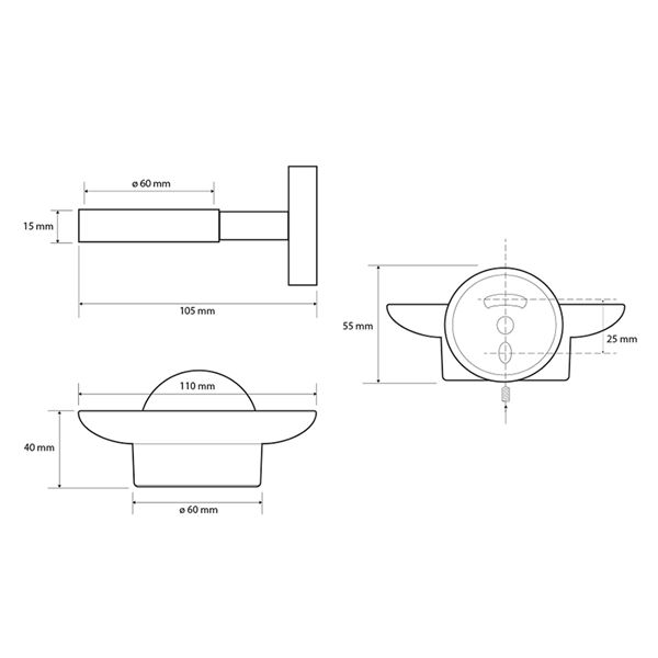 Mydlenička SAPHO X-ROUND mliečne sklo, chróm